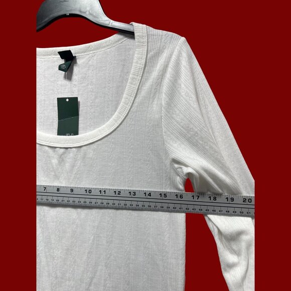 Wild Fable - Women's Long Sleeve Pointelle T-Shirt - White - XXL - Picture 3 of 12